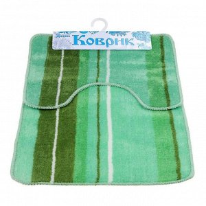 Набор ковриков для ванны и туалета «Полоски», 2 шт: 40?45, 45?70 см, цвет зелёный