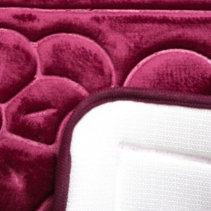 Набор ковриков для ванны и туалета Доляна, 3 шт: 36x43, 40x50, 50x80 см, цвет бордовый