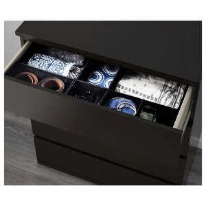 MALM, Комод с 4 выдвижными ящиками, черно-коричневый, 80х100 см