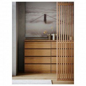MALM, Комод с 4 выдвижными ящиками, облицованный белым мореным дубом, 80х100 см