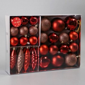 Ёлочные игрушки «Пласкетта», набор 31 шт., красный/коричневый