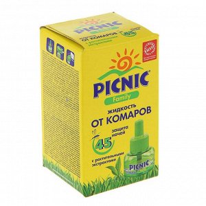 Дополнительный флакон-жидкость от комаров "Picnic Family", с растительными экстрактами, 45 ночей, 30