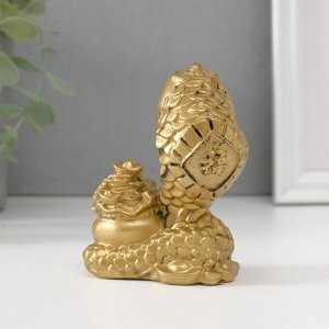 Нэцкэ фигурка полистоун «Змея с мешком китайских монет», 4.7x7.5x9.7 см