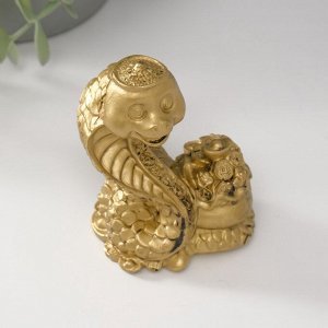 Нэцкэ фигурка полистоун «Змея с мешком китайских монет», 4.7x7.5x9.7 см