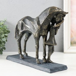 Фигурка полистоун «Девочка с конём» под металл, 23.5x8.7x29.5 см