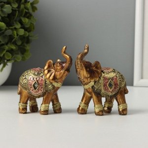 Фигурка полистоун «Африканский слон в золотой, ажурной попоне», 8.5x7x3 см, МИКС