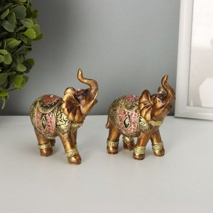 Фигурка полистоун «Африканский слон в золотой, ажурной попоне», 8.5x7x3 см, МИКС