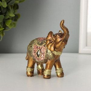 Фигурка полистоун «Африканский слон в золотой, ажурной попоне», 8.5x7x3 см, МИКС