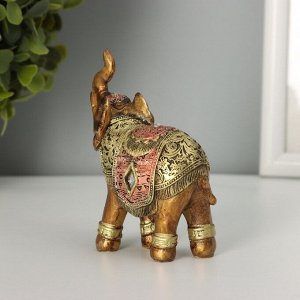 Фигурка полистоун «Африканский слон в золотой, ажурной попоне», 8.5x7x3 см, МИКС