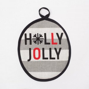 Новогодний набор прихваток "Holly Jolly" 17х17см-2шт, 100% хл 160 г/м2, рогожка