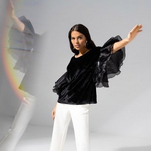 Блуза из бархата и органзы, Молниеносная влюбленность (black)
