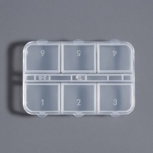 Органайзер для хранения мелочей, 6 ячеек, 5.3x7.5x1.3 см, прозрачный