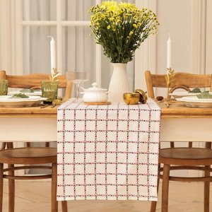 Дорожка на стол Этель Flower Cage 40*149 см, 100% хлопок, рогожка 186 г/м*, белая