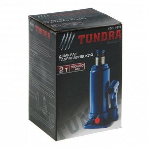 Домкрат гидравлический бутылочный TUNDRA 2 т, высота подъема 150-280 мм