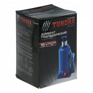 Домкрат гидравлический бутылочный TUNDRA 15 т, высота подъема 225-425 мм