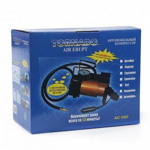 Компрессор автомобильный Торнадо АС-580 м, 14 А, 30 л/мин, 12 В, 7 Атм/100 PSI