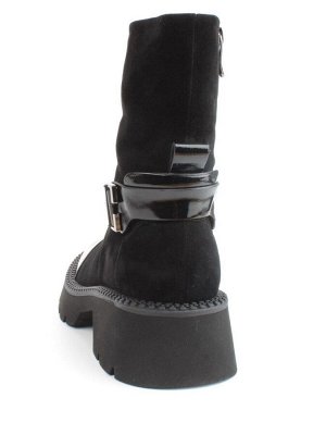 04-M536B-536-4M-4 BLACK Ботинки зимние женские (натуральная замша, натуральный мех)