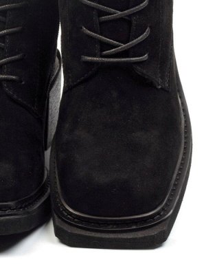 04-E21W-2B BLACK Ботинки зимние женские (натуральная замша, натуральный мех)