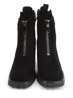04-M3-L855 BLACK Ботильоны зимние женские (натуральная замша, натуральный мех)