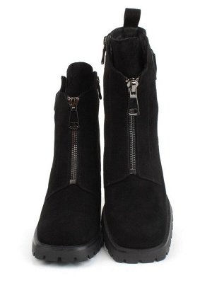 04-M3-L855 BLACK Ботильоны зимние женские (натуральная замша, натуральный мех)