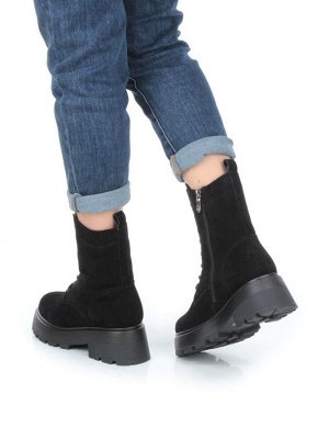 04-M2-1376 BLACK Ботинки зимние женские (натуральная замша, натуральный мех)
