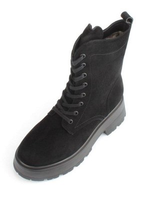 04-M2-1376 BLACK Ботинки зимние женские (натуральная замша, натуральный мех)