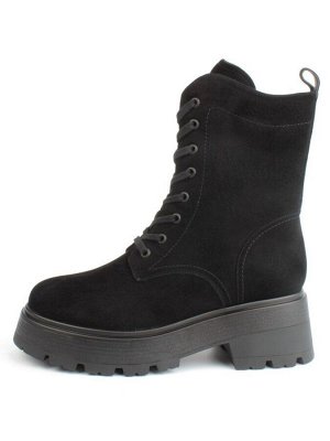 04-M2-1376 BLACK Ботинки зимние женские (натуральная замша, натуральный мех)