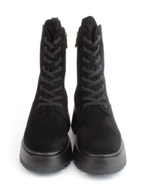 04-M2-1376 BLACK Ботинки зимние женские (натуральная замша, натуральный мех)