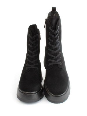 04-M2-1376 BLACK Ботинки зимние женские (натуральная замша, натуральный мех)