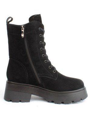 04-M2-1376 BLACK Ботинки зимние женские (натуральная замша, натуральный мех)