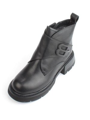 04-M3-L857 BLACK Ботинки зимние женские (натуральная кожа, натуральный мех)