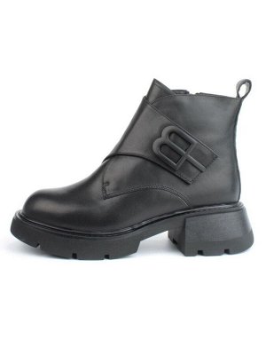 04-M3-L857 BLACK Ботинки зимние женские (натуральная кожа, натуральный мех)