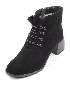 04-M20-6117 BLACK Ботинки женские зимние (натуральная замша, натуральный мех)