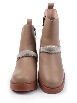 04-M904A 987-31M-2 DK. BEIGE Ботинки зимние женские (натуральная кожа, натуральный мех)