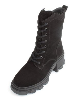 04-M2-5123 BLACK Ботинки зимние женские (натуральная замша, натуральный мех)