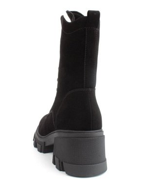 04-M2-5123 BLACK Ботинки зимние женские (натуральная замша, натуральный мех)