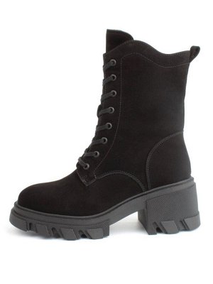 04-M2-5123 BLACK Ботинки зимние женские (натуральная замша, натуральный мех)