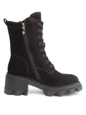 04-M2-5123 BLACK Ботинки зимние женские (натуральная замша, натуральный мех)