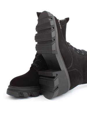 04-M2-5123 BLACK Ботинки зимние женские (натуральная замша, натуральный мех)