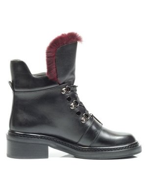 01-H001-3637-N380K BLACK Ботинки демисезонные женские (натуральная кожа, байка)