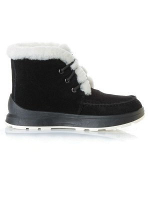 11-M1 BLACK Ботинки зимние женские (натуральная замша, нат. мех и шерсть)