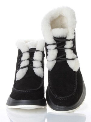 11-M1 BLACK Ботинки зимние женские (натуральная замша, нат. мех и шерсть)