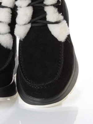 11-M1 BLACK Ботинки зимние женские (натуральная замша, нат. мех и шерсть)