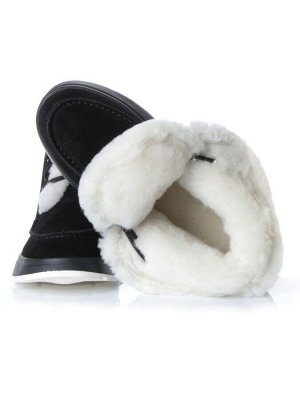 11-M1 BLACK Ботинки зимние женские (натуральная замша, нат. мех и шерсть)