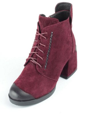 04-R179-3 BURGUNDY Ботинки зимние женские (натуральная замша, натуральный мех)