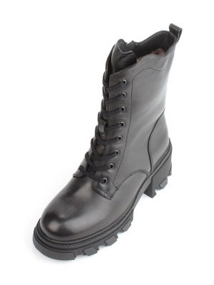04-M2-5122 BLACK Ботинки зимние женские (натуральная кожа, натуральный мех)