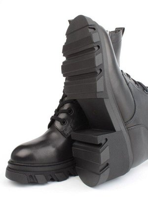 04-M2-5122 BLACK Ботинки зимние женские (натуральная кожа, натуральный мех)