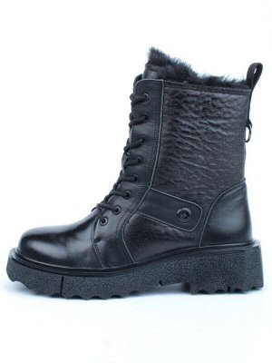 04-YPM5827A BLACK Ботинки зимние женские (натуральная кожа, натуральный мех)