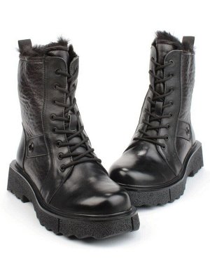 04-YPM5827A BLACK Ботинки зимние женские (натуральная кожа, натуральный мех)