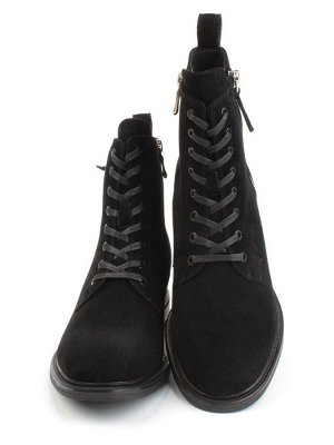 04-M3-1493 BLACK Ботинки зимние женские (натуральная замша, натуральный мех)